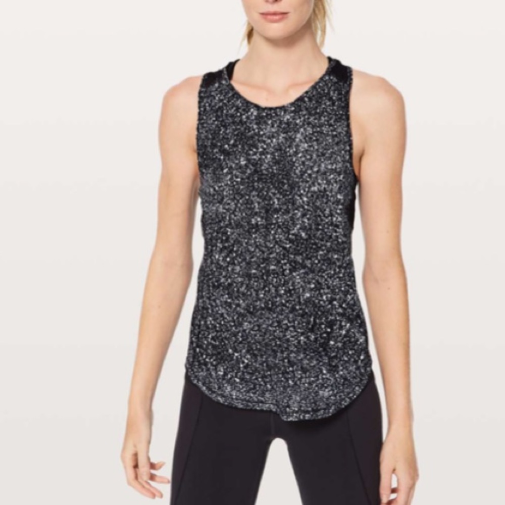 lululemon sculpt tank ii splatter white black tank